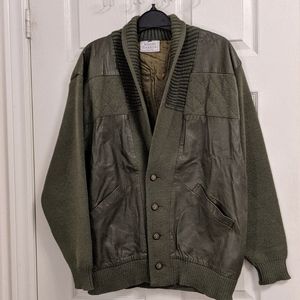 Vintage Men's wool and leather sweater jacket